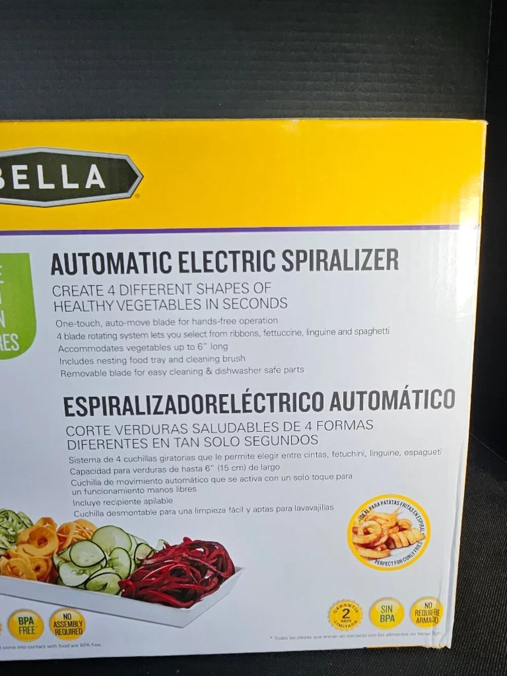 Automatic Electric Spiralizer 4 Blade Vegetable Slicer For Zoodles & Curly Fries